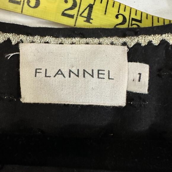 Flannel Australia Black Embroidered Ruffle Top Size Samll - Picture 6 of 9